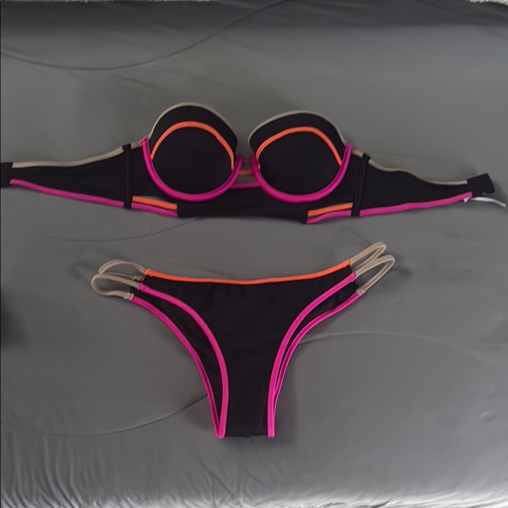 Victoria's Secret Black and Pink Sporty Bikini